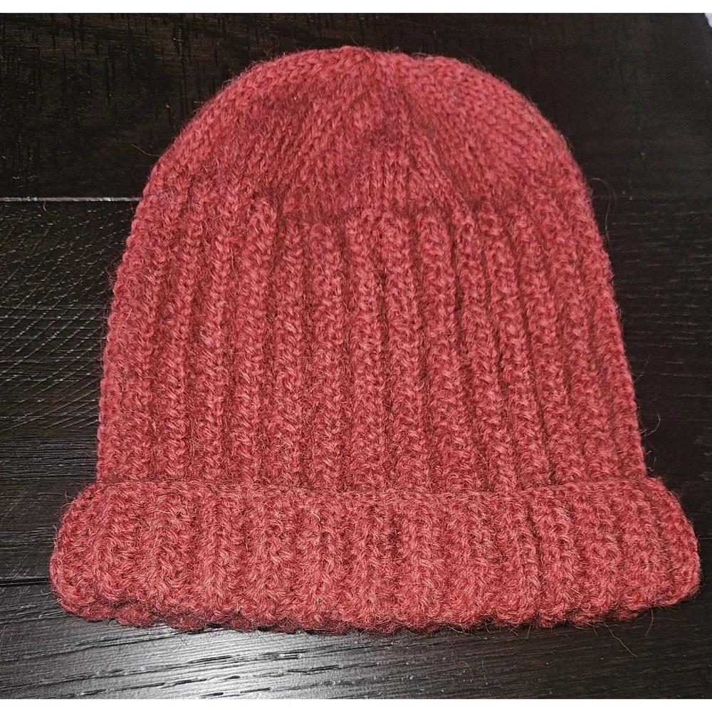 Swaledale Woollens Rust Adult OS 100% Wool Knit Beanie Ribbed Hat‎ British Made